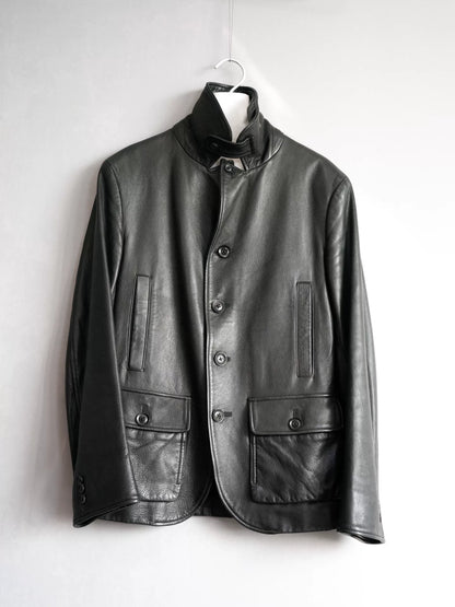 yohji yamamoto buffalo leather multi-pocket jacket