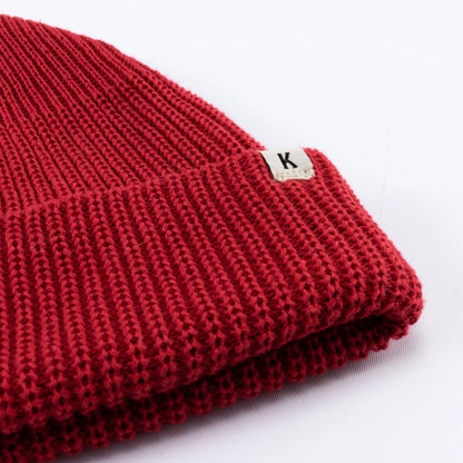 red knit watch cap by knickerbocker