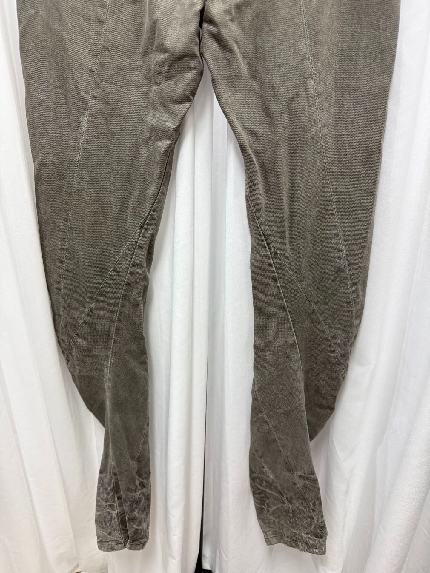 Gray Slim Pants with Distressed Detailing