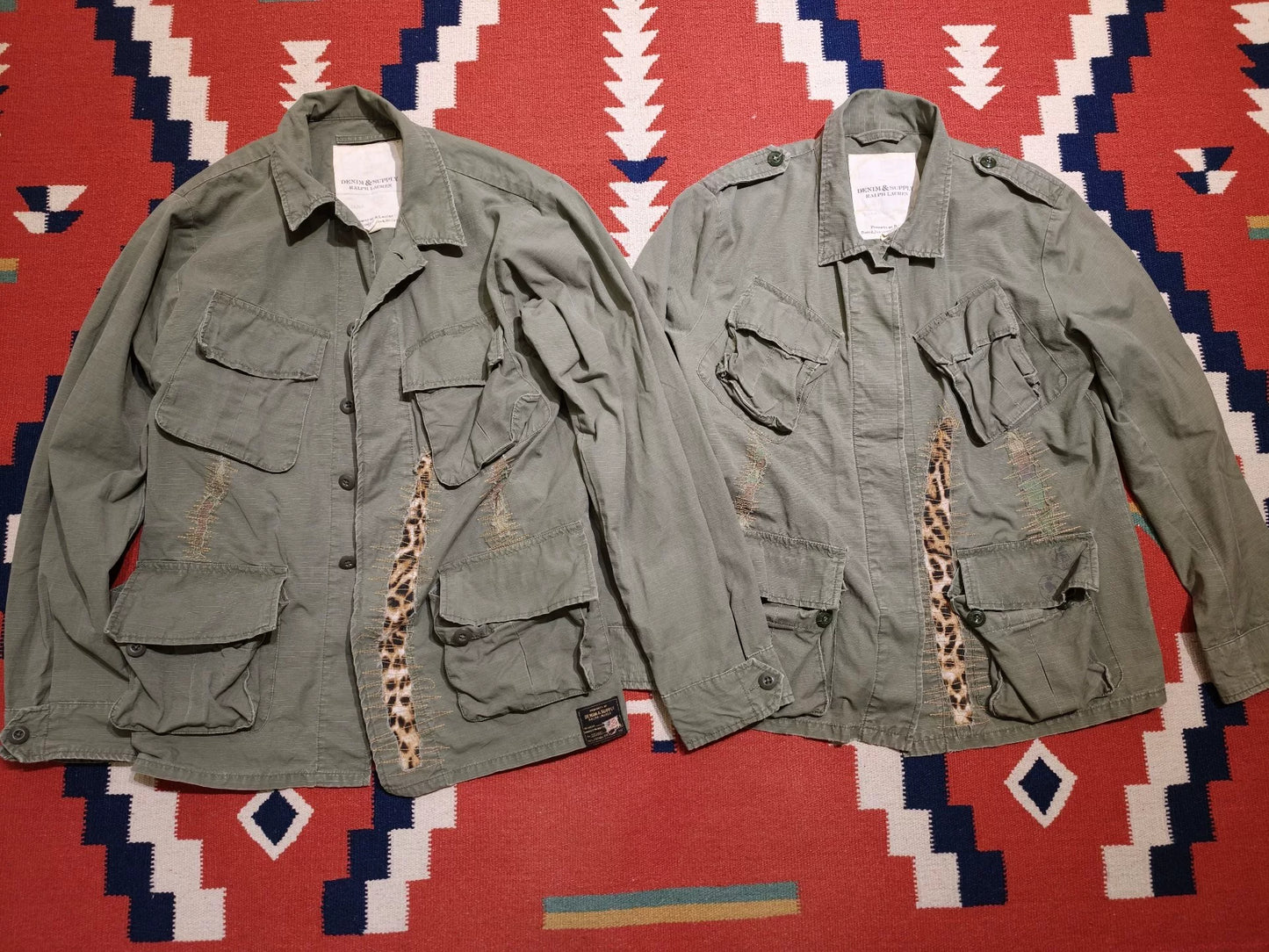 RRL Vintage Distressed Leopard Patch Jacket