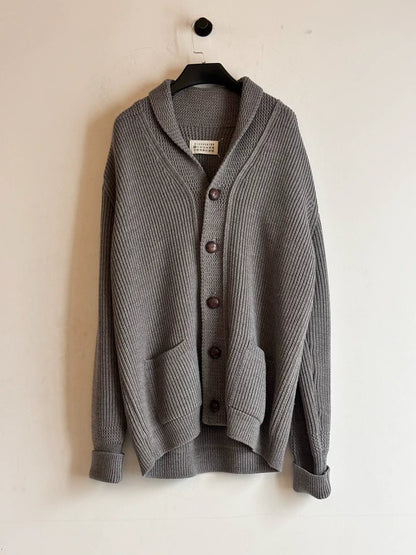 heavy knit shawl collar cardigan sweater