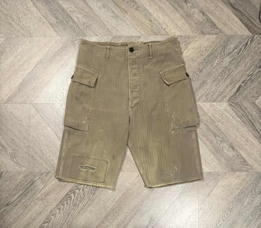 visvim veterans shorts with unique patchwork design