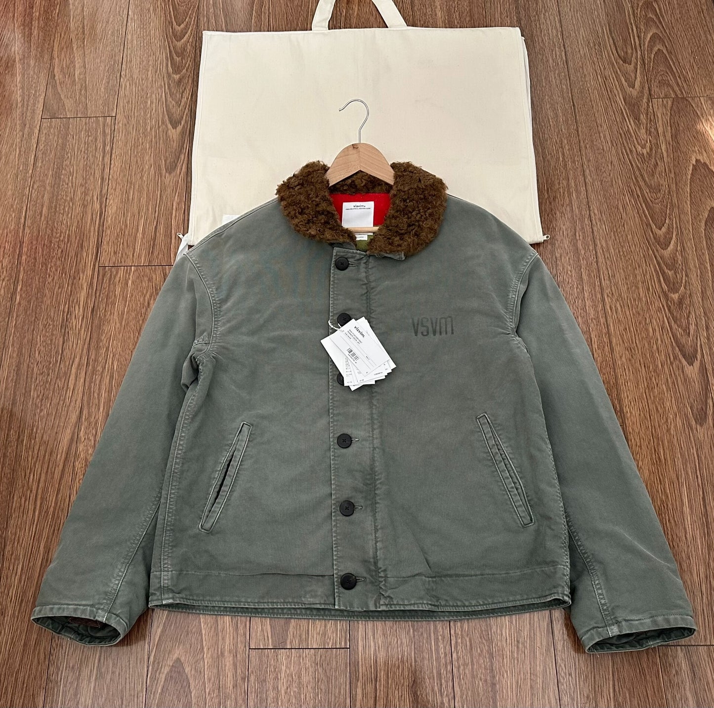 visvim purser deck jacket in olive green