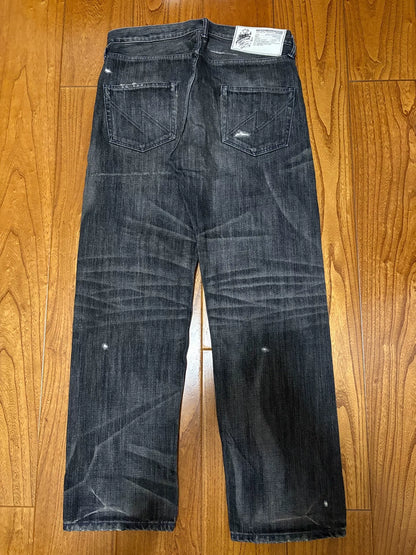 vintage black denim jeans with embellishments