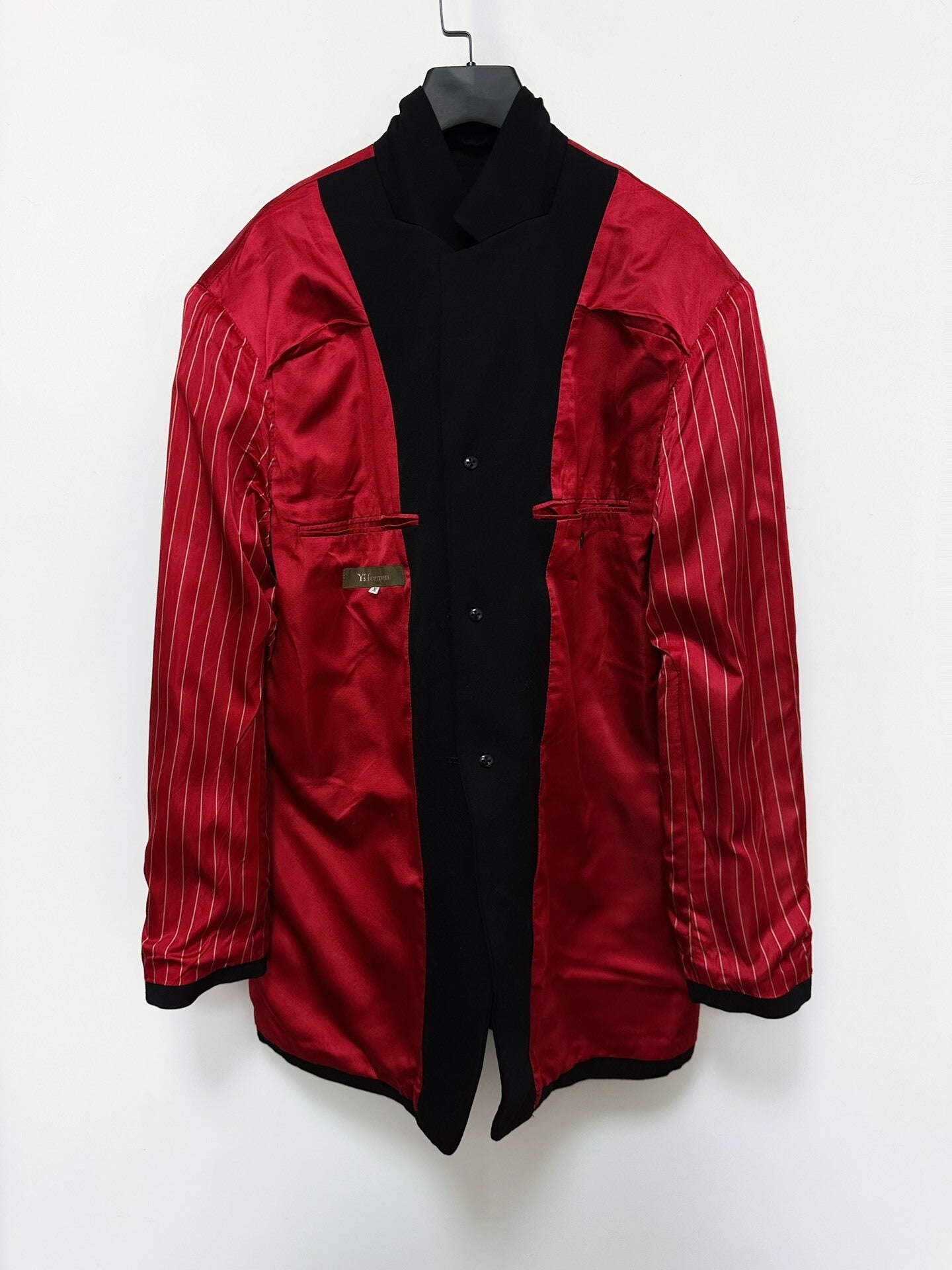 black wool and silk reversible coat