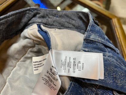 blue striped cotton twill pants