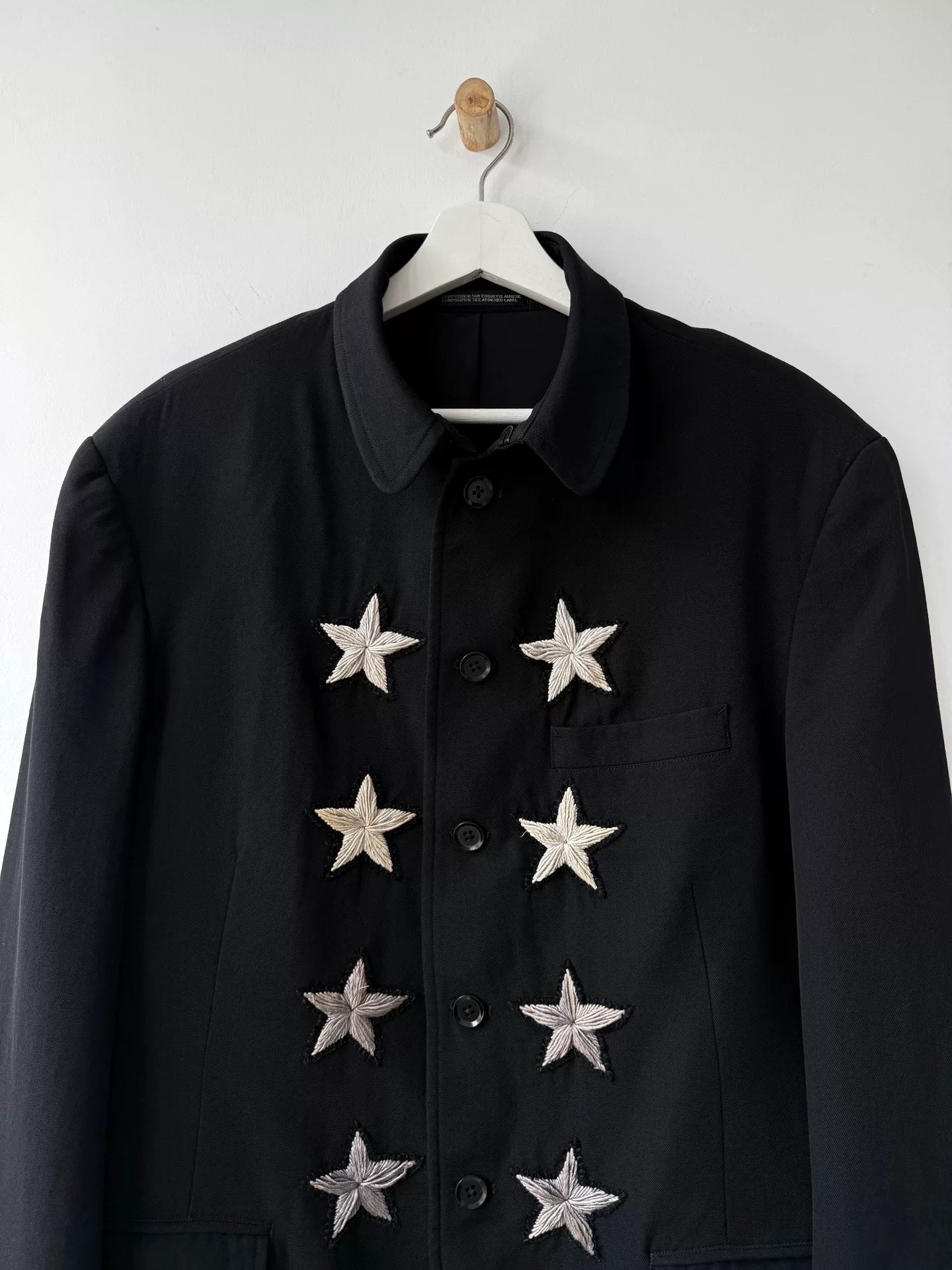 black wool baroque star jacket