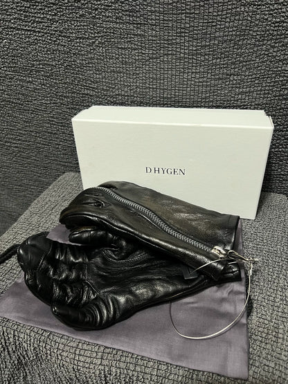 d hygen leather zip gloves with thumb opening