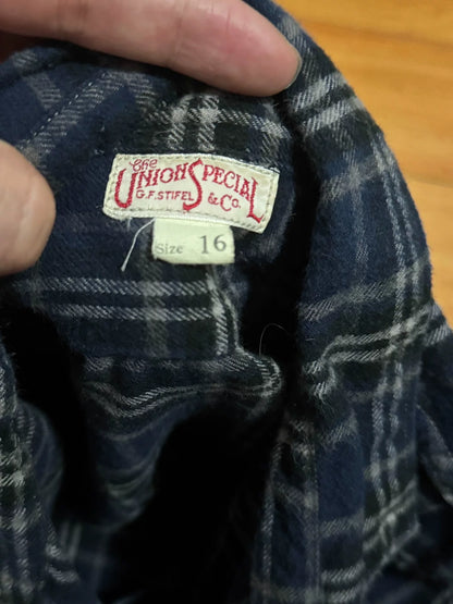 Navy Gray Flannel Shirt Size 16