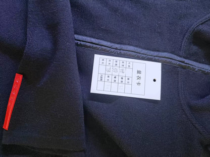 Prada Logo Wool Coat with Stripe Detail