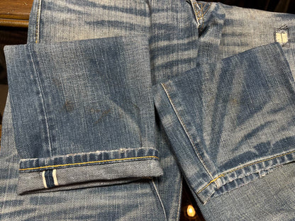 distressed vintage wash jeans by rrl
