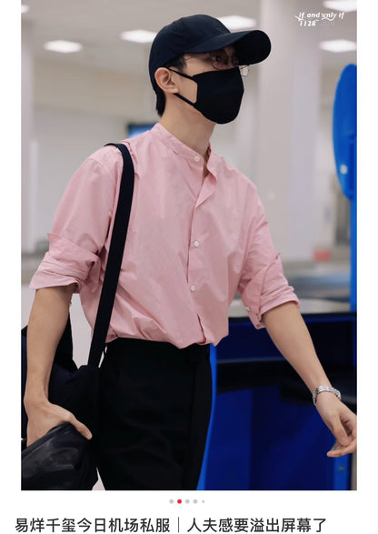 thom browne light pink oxford shirt jacket
