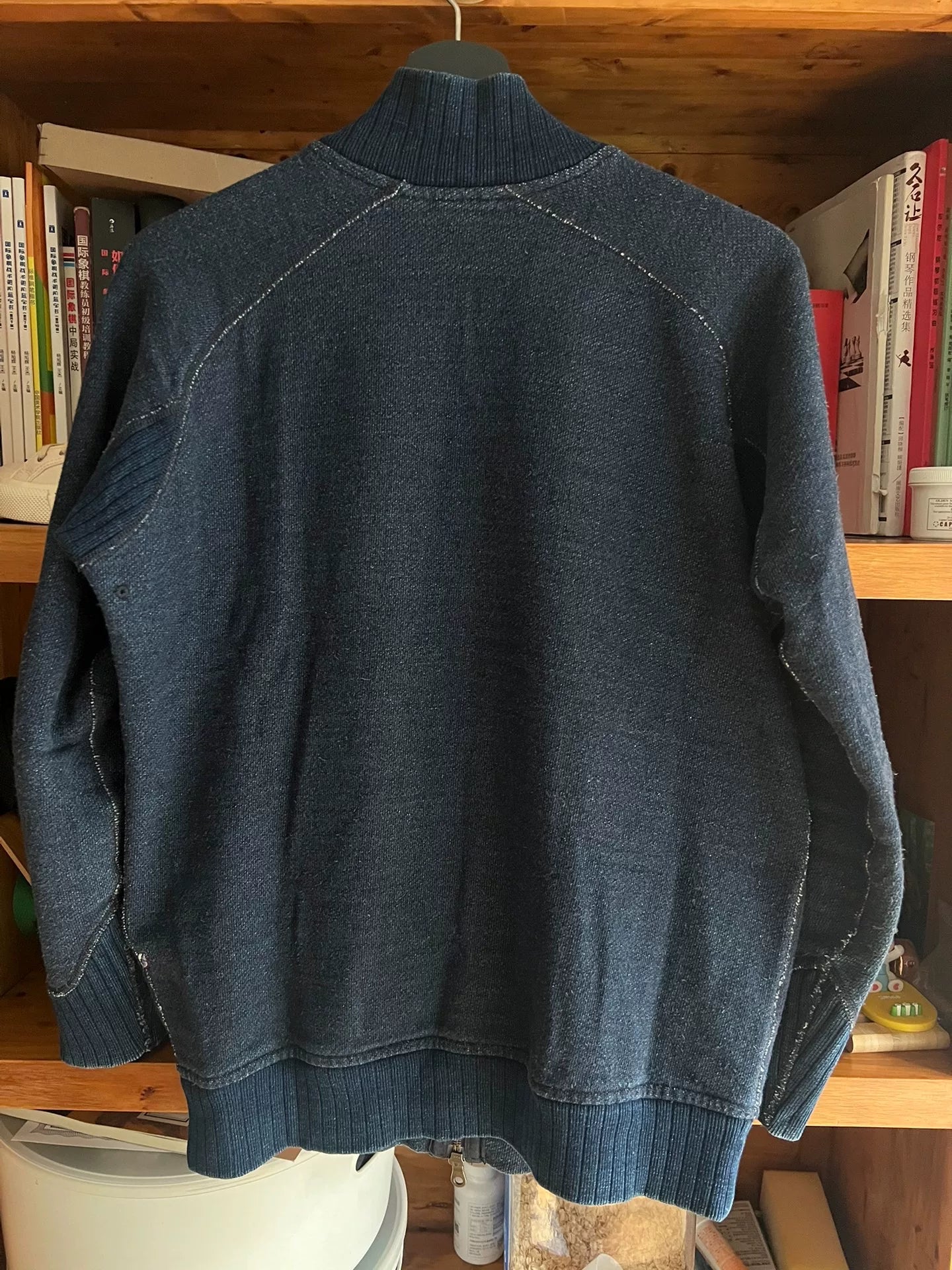 pure blue japan indigo dyed sweatshirt jacket