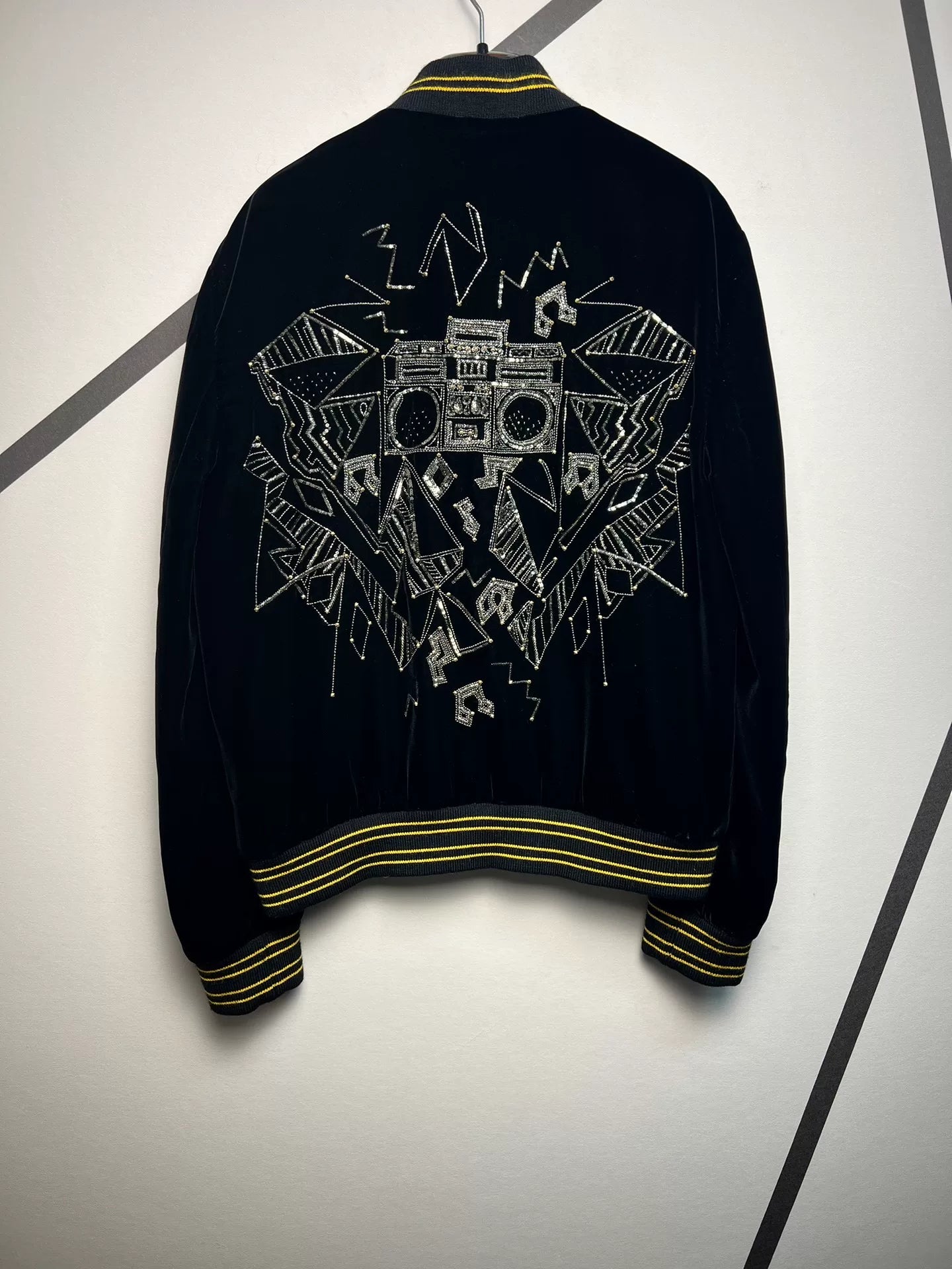 Saint Laurent Black Velvet Bomber Jacket
