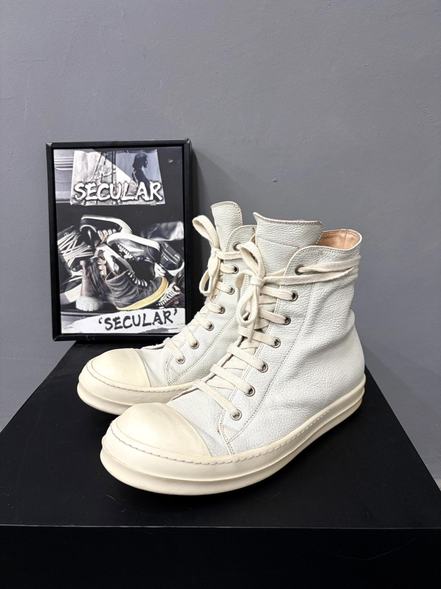 Rick Owens 18FW Light Blue Leather High-Top