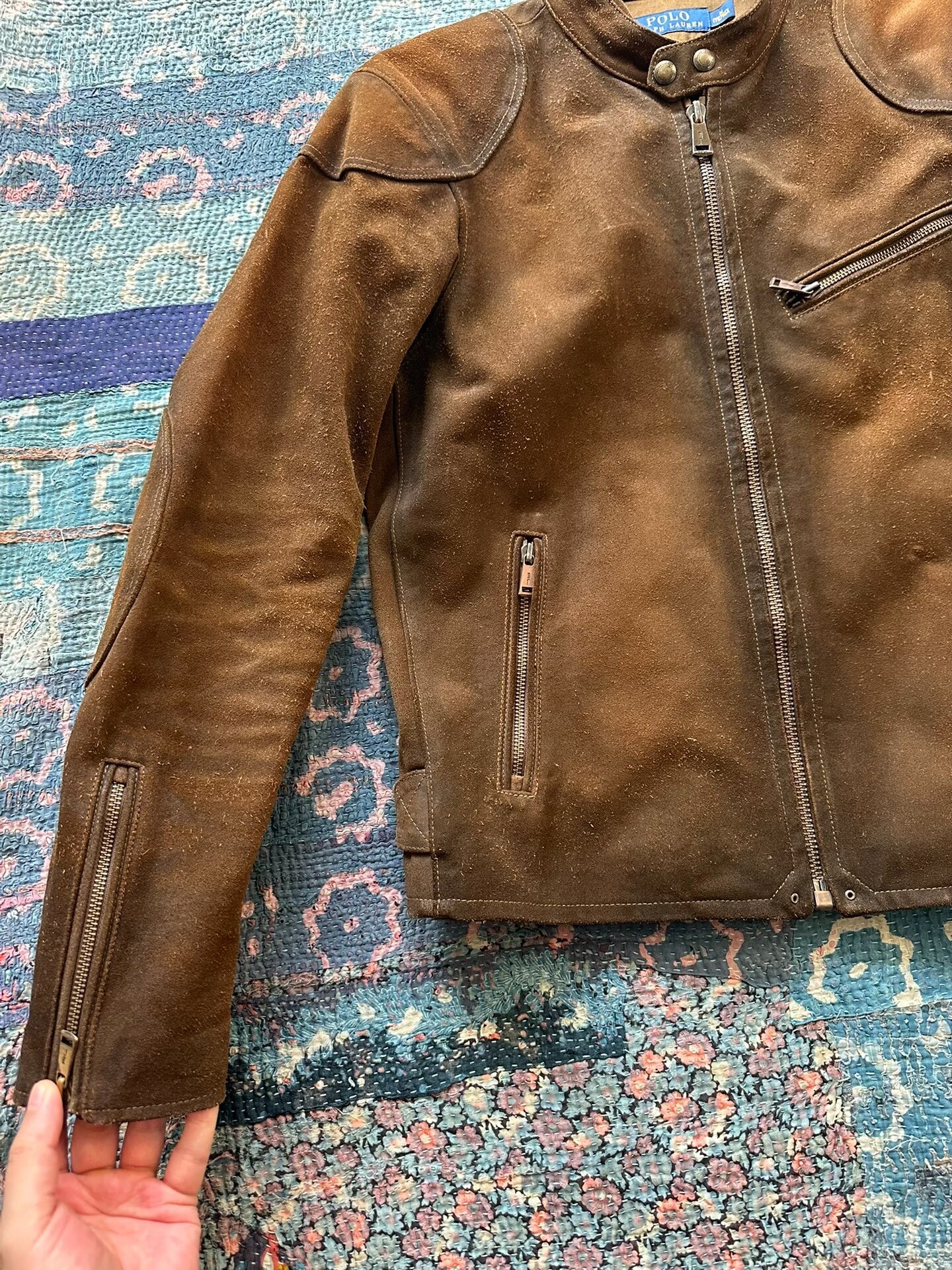 vintage polo ralph lauren leather motorcycle jacket