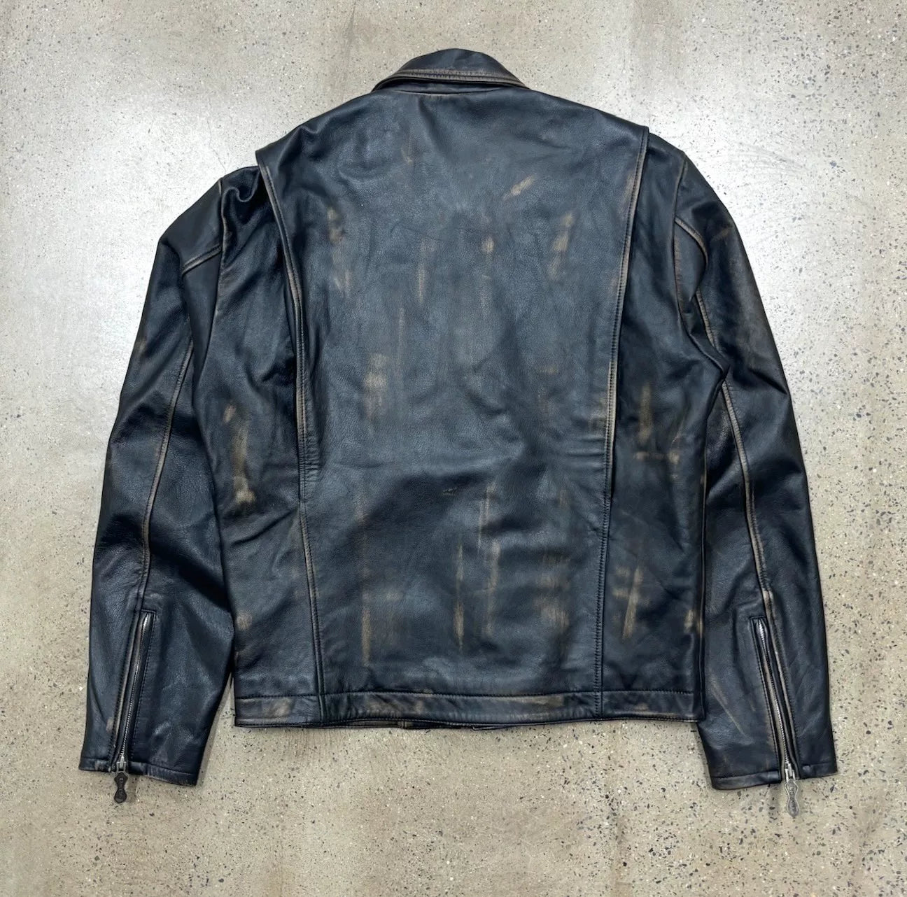 thug club vintage leather motorcycle jacket