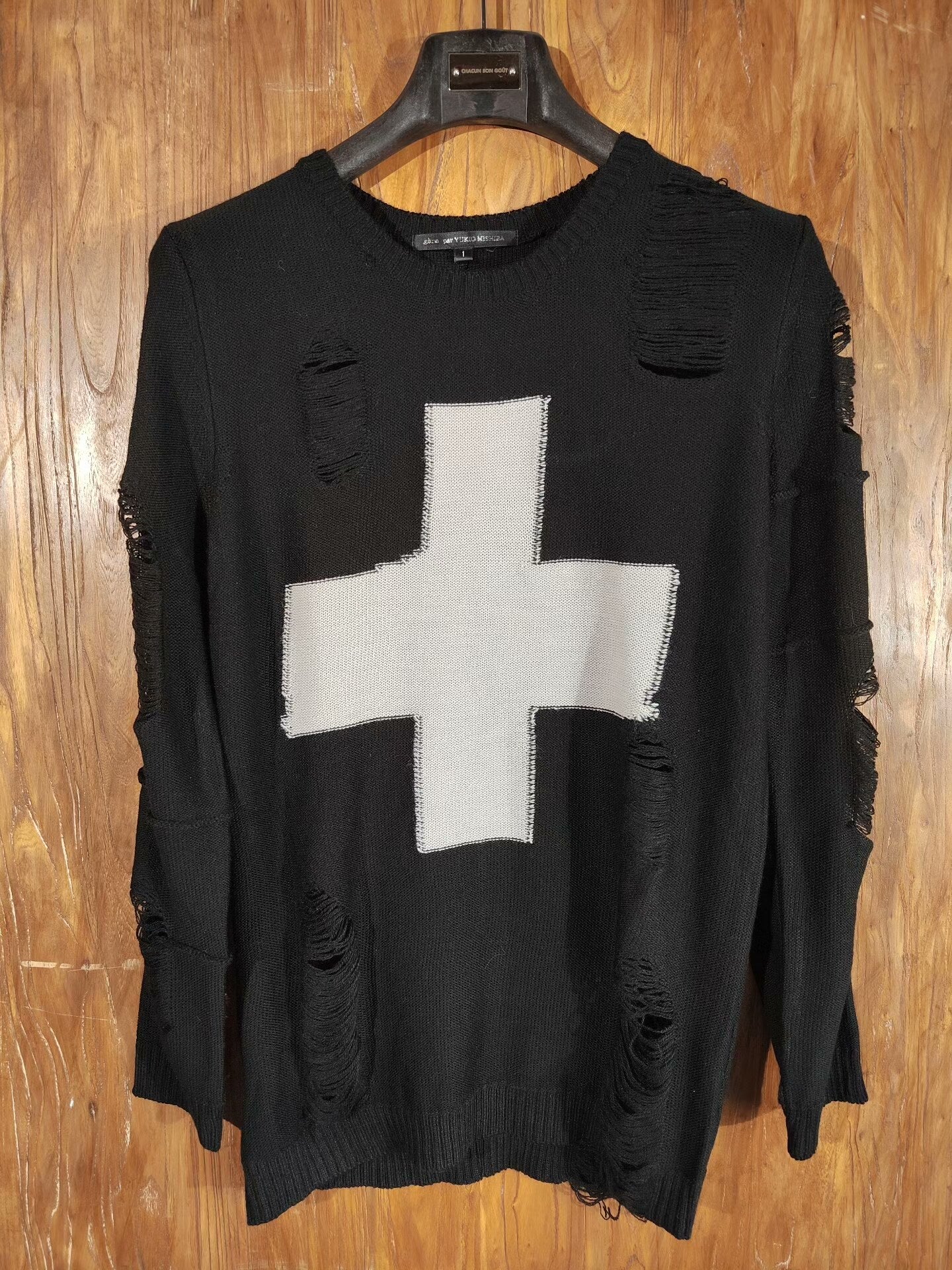 Yukio Mishiba Black Distressed Sweater