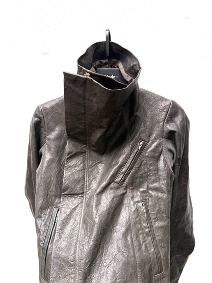 Rick Owens Crinkled Leather Biker Jacket