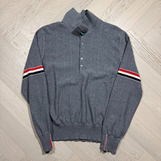 Thom Browne Striped Button Long Sleeve Polo