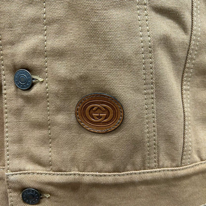 gucci hooded denim jacket with corduroy details