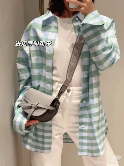 Loewe 2024 Blue Green Plaid Shirt
