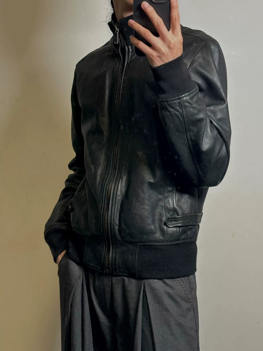 Dirk Bikkembergs Men's Leather Bomber Jacket