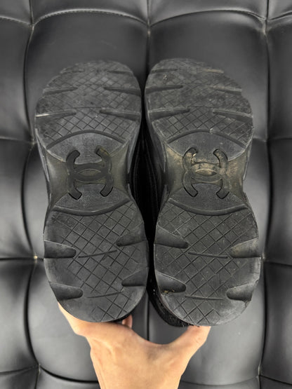 Chanel Black Logo High-Top Sneakers