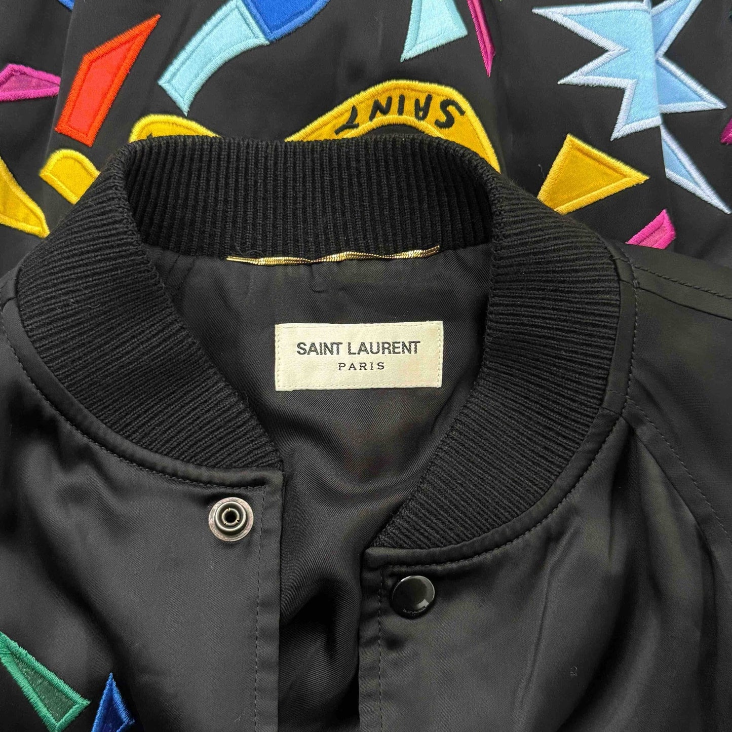 Saint Laurent Graffiti Embroidery Bomber Jacket