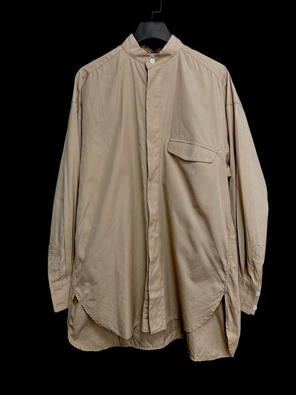 issey miyake 1980s beige stand-collar shirt