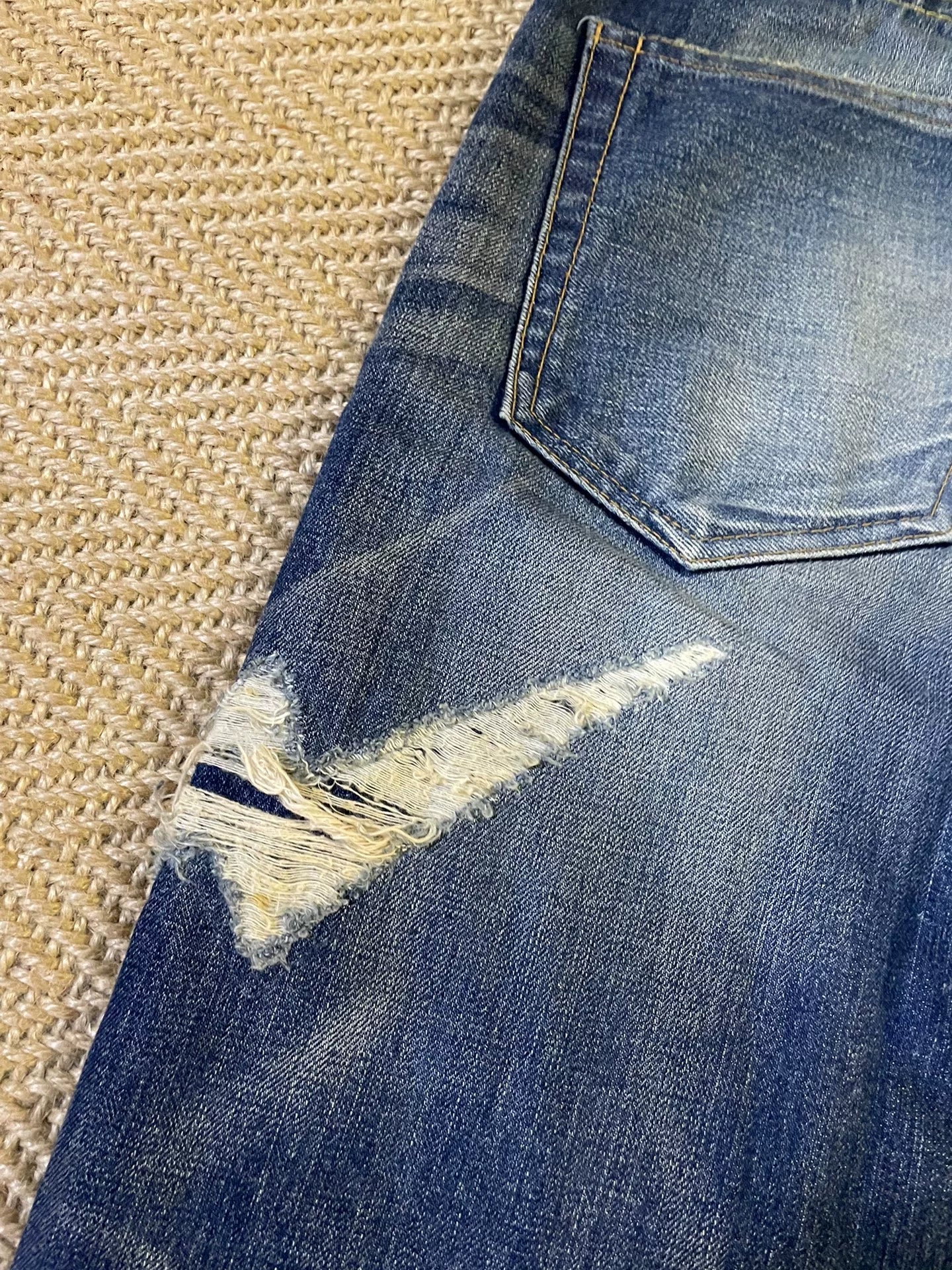 vintage denim with distressed details