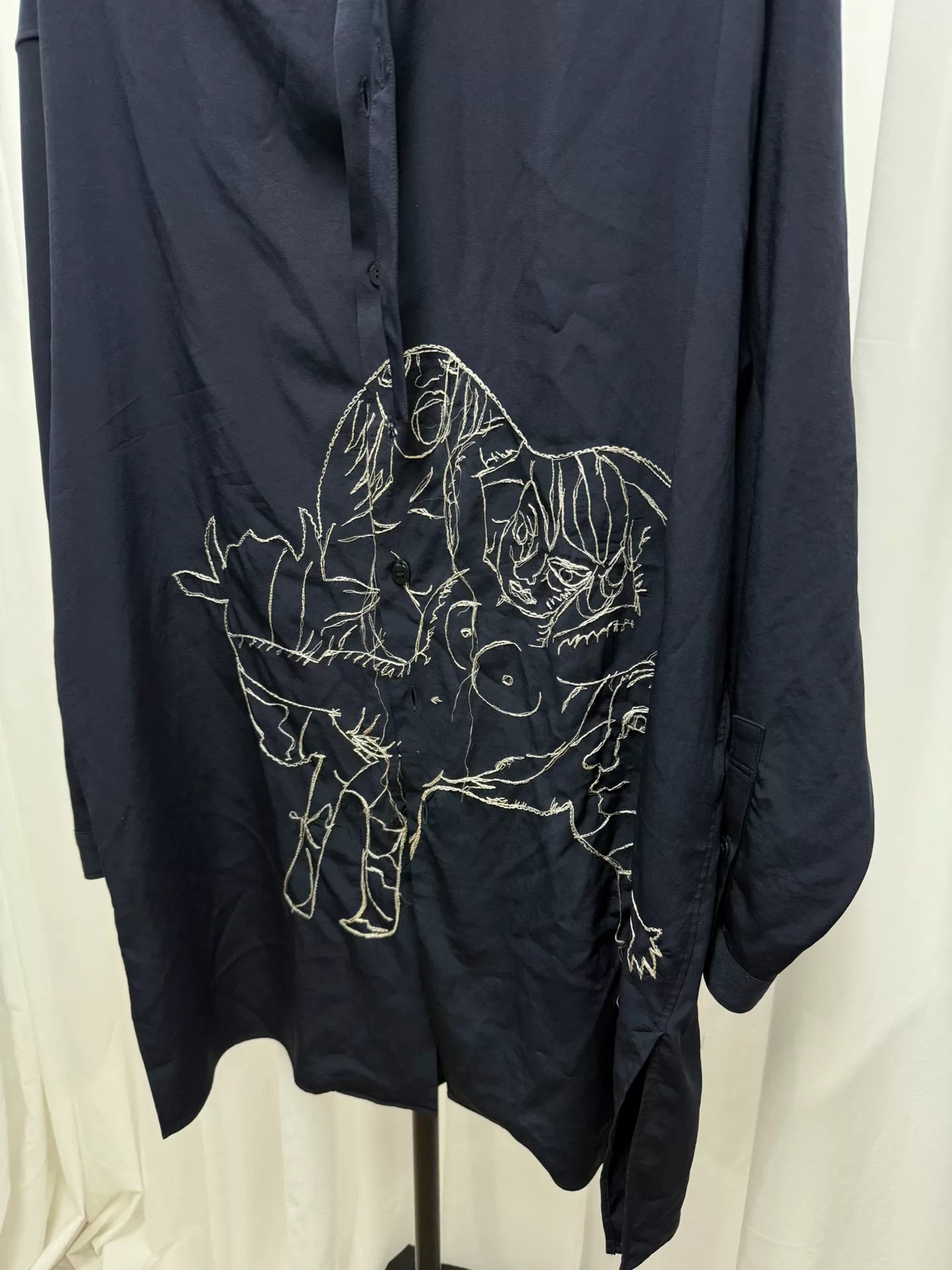 embroidered silk shirt by yohji yamamoto