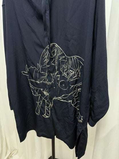 embroidered silk shirt by yohji yamamoto