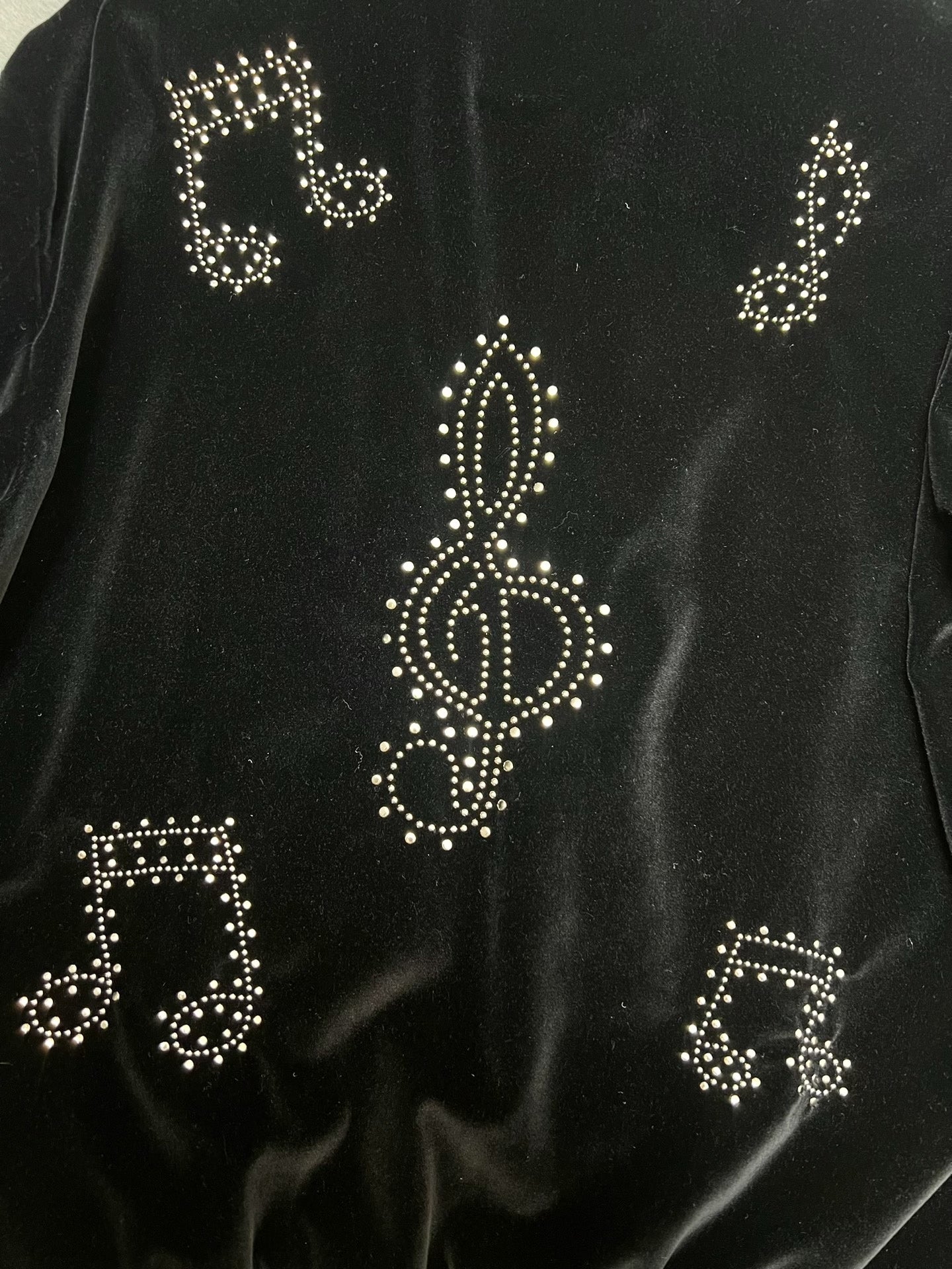 Saint Laurent Black Velvet Music Note Jacket