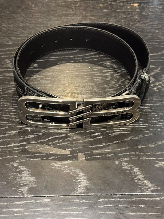 balenciaga dual B printed leather belt