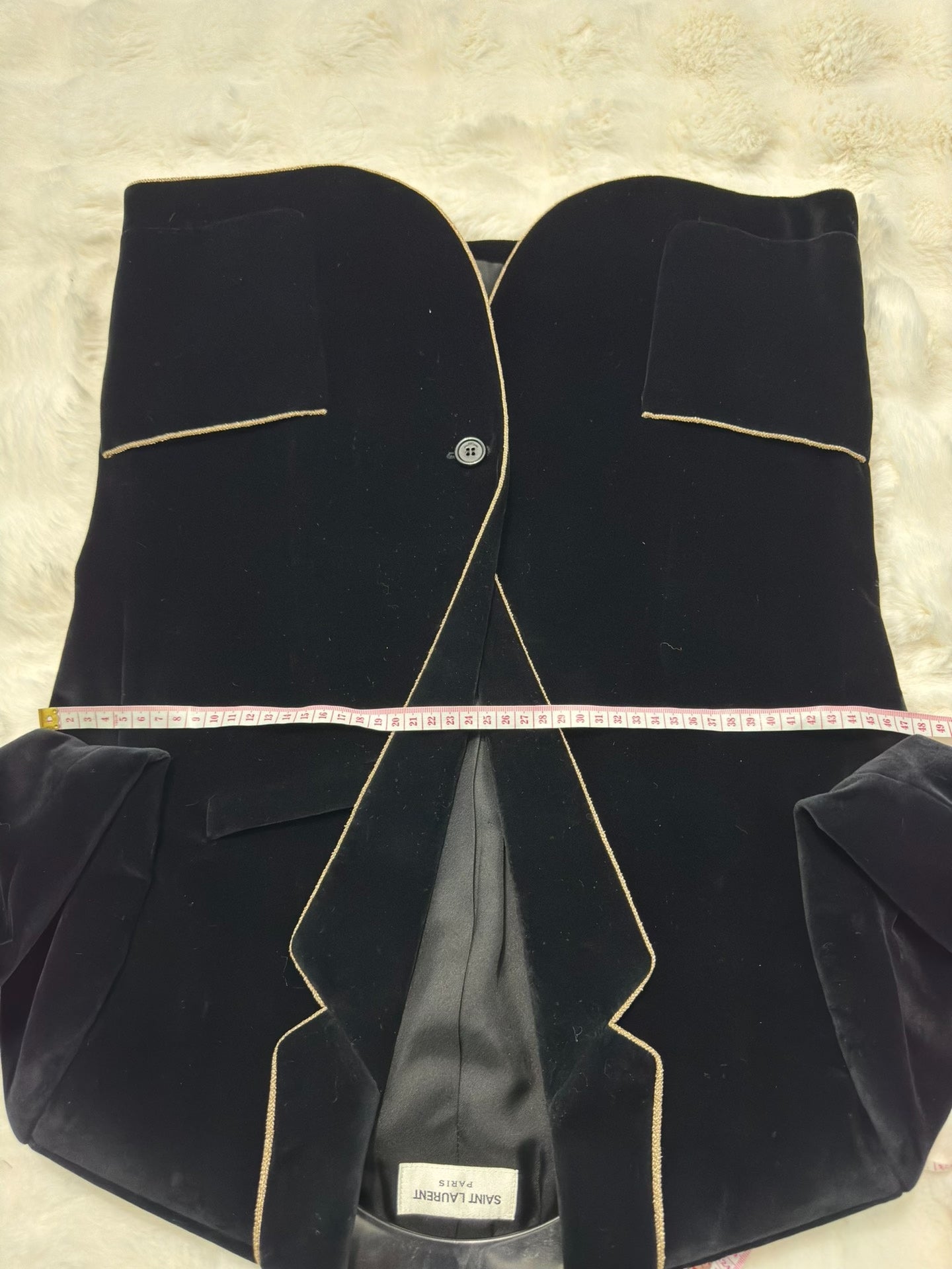 Saint Laurent Black Velvet Gold Trim Blazer