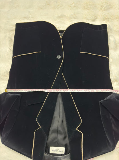 Saint Laurent Black Velvet Gold Trim Blazer