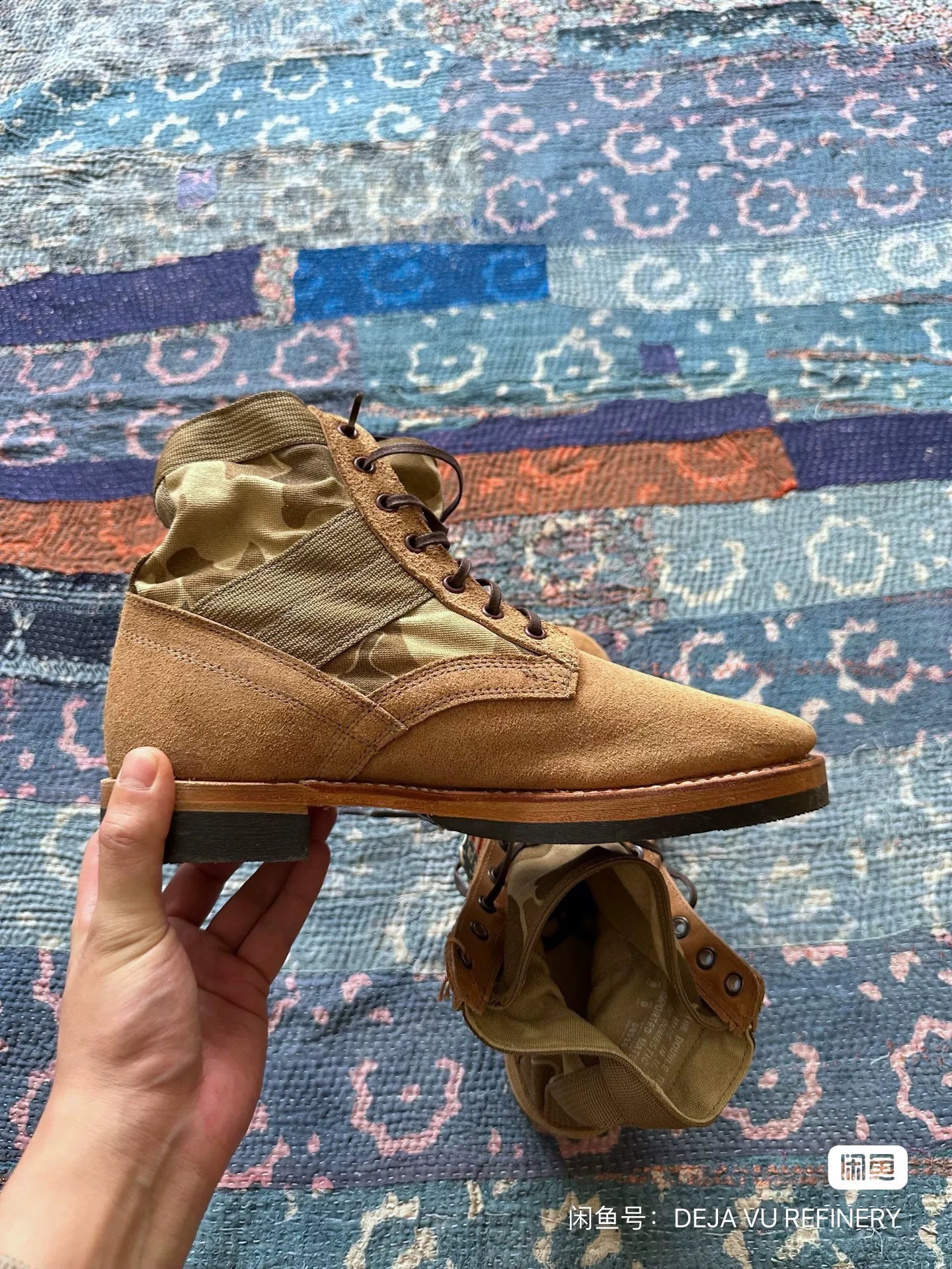 rrl camouflage patchwork ankle boots