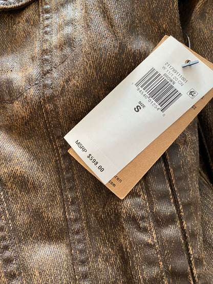 brown leather jacket with fur collar