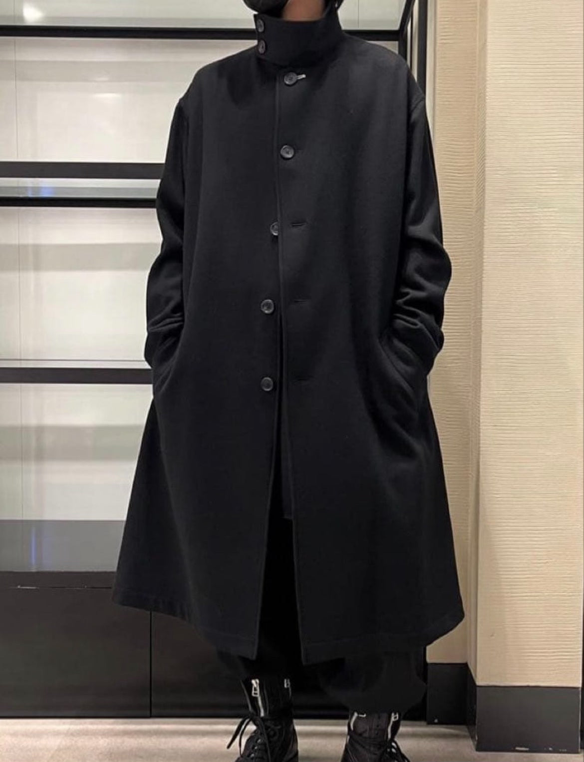Yohji Yamamoto 22AW Flannel Stand Collar Coat