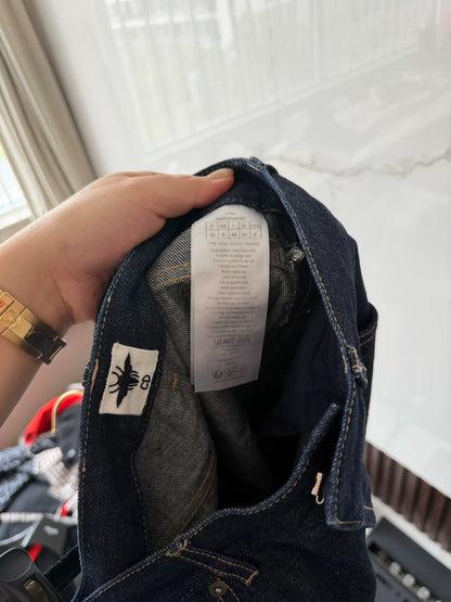 dior blue printed denim pants