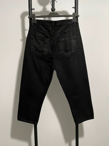rick owens black denim cropped pants
