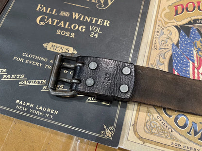 black leather double rl belt
