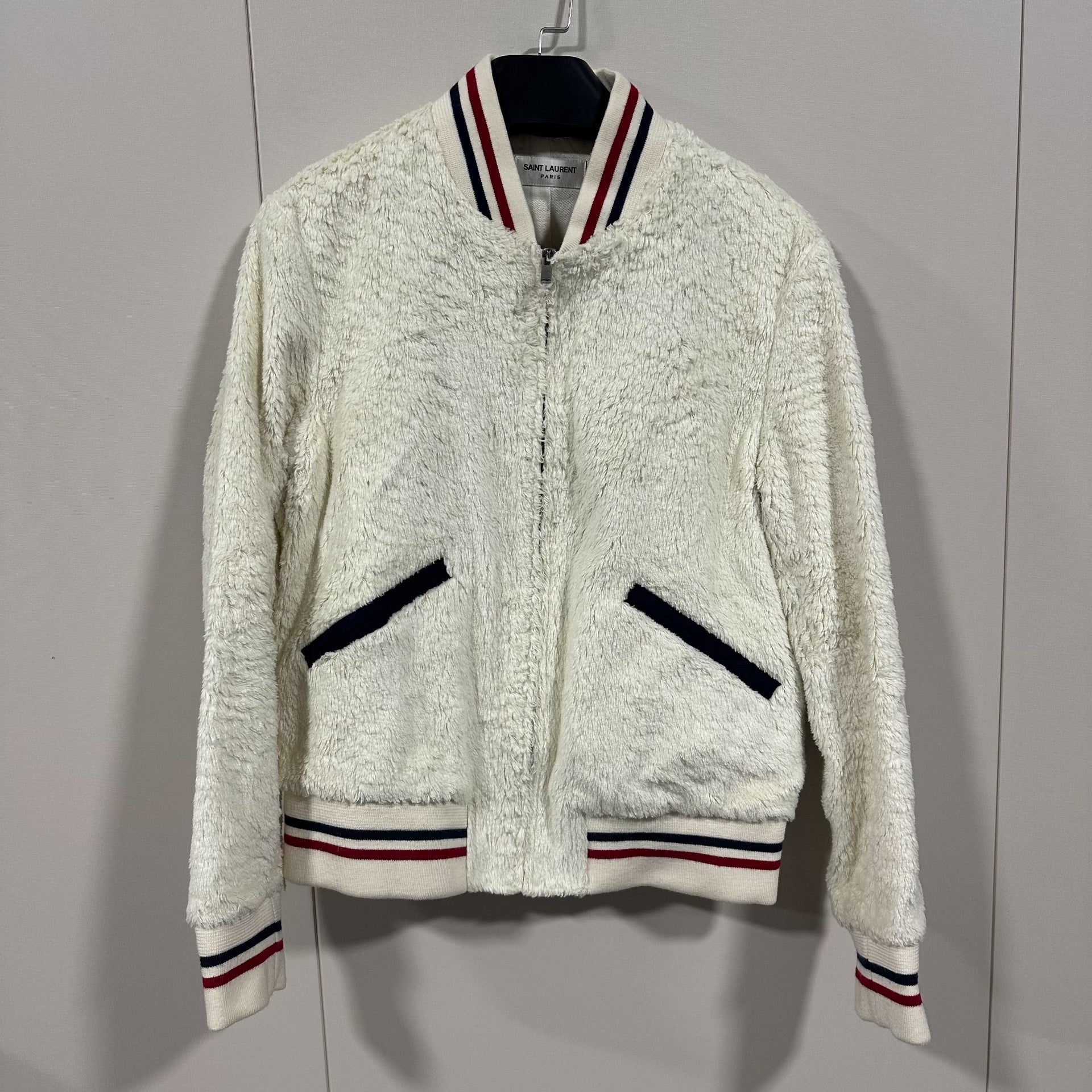 Saint Laurent Teddy Fleece Varsity Jacket