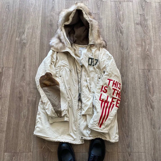 Visvim Beige N3B Down Jacket with Fur Hood