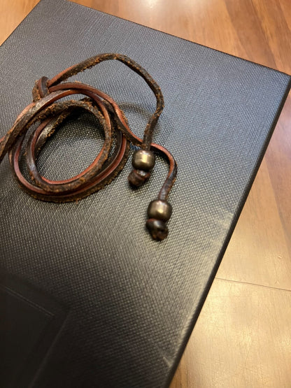 ysl bohemian style leather pendant necklace