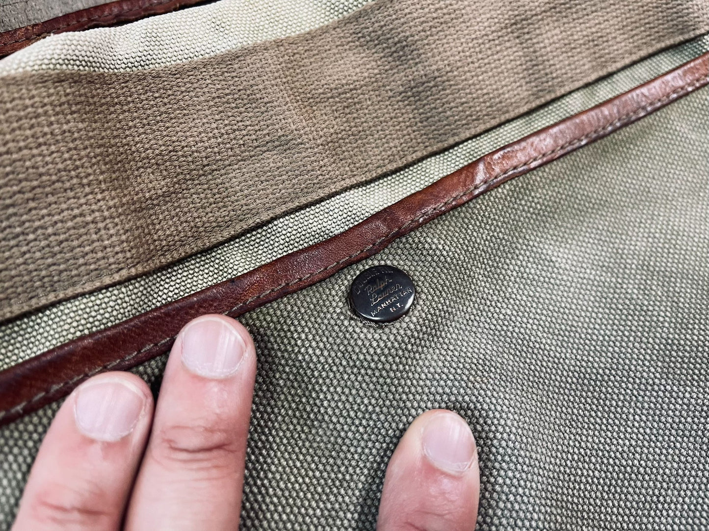 RRL Canvas Leather Trim Shoulder Bag