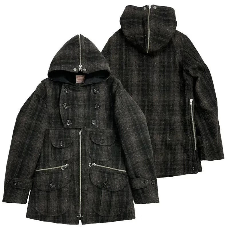 vintage gray plaid wool jacket