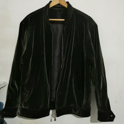 Yves Saint Laurent Black Velvet Bomber Jacket