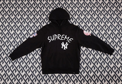 supreme x yankees hooded sweatshirt black